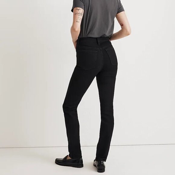 Madewell Petite Stovepipe Slim Straight Leg Stretch Jeans Black Size 24P NWT - Picture 2 of 11